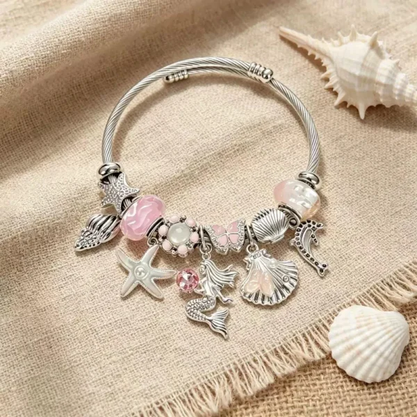 Deniz Figürlü Renkli Charm Bileklik – Pembe